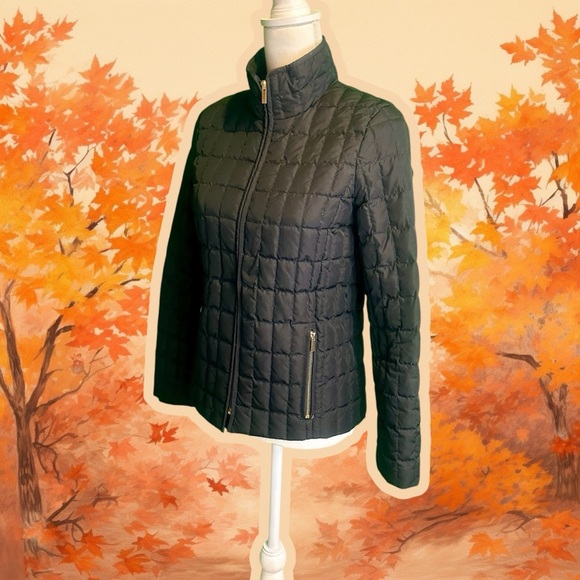 J. Crew Factory Black Zip-Up Quilted Down-Filled Jacket Size XS - Picture 5 of 14